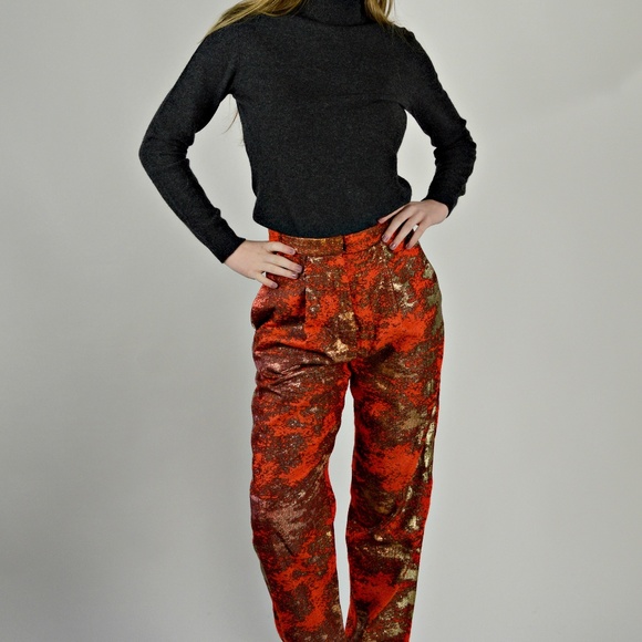 Baggy Pleated Metallic Jeans Designer Pedro del Hi - Picture 4 of 7
